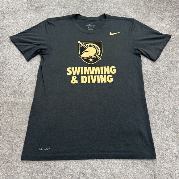 Nike Dri-Fit Army West Point T-Shirt Mens Small Gray Black Knights Swimming Tee - Picture 1 of 15